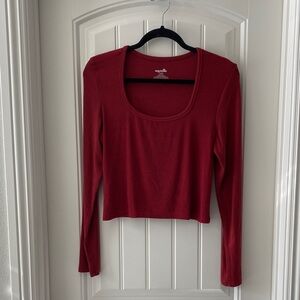 Elegant Deep Red Long Sleeve Top